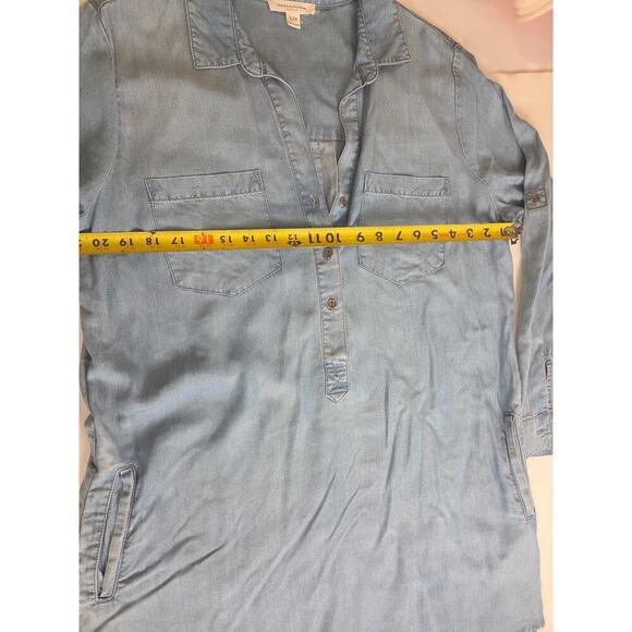 Beach Lunch Lounge Phoebe Chambray Shirt Blue Dress Pockets Large - Picture 6 of 9